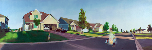 Nate Burbeck. “Lakeville, Minnesota” 2011. Oil on Canvas. 24” x 72”. Copyright Nate Burbeck. Courtesy of Anna Zorina Gallery, New York City.