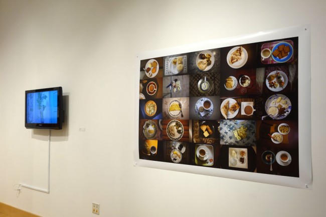 Avi Gupta, Sitting Room, 2011, video (left)  Avi Gupta, Offerings, 2011archival digital print 