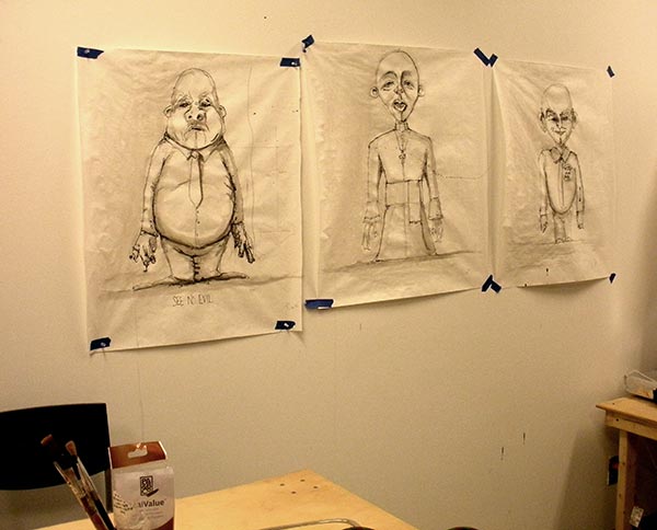 Work in studio - drawings Tiffany Lange