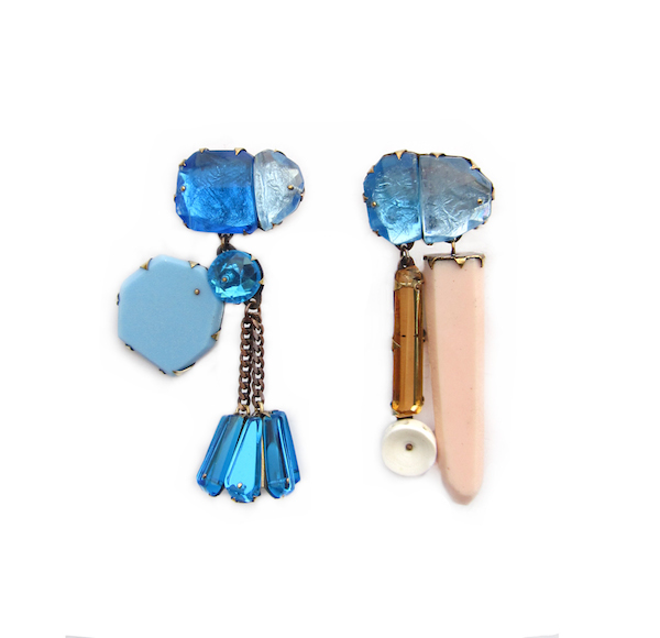 EE12 Couppee, Nikki blue & pink large dangle earrings